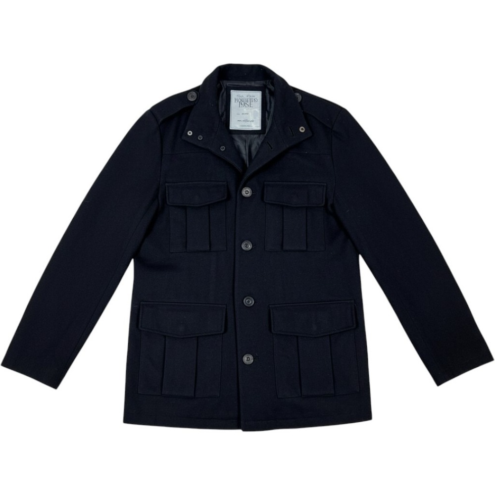 Heritage 1981 Mens Black Wool Blend Field Jacket WJ0212 Large Utility Coat